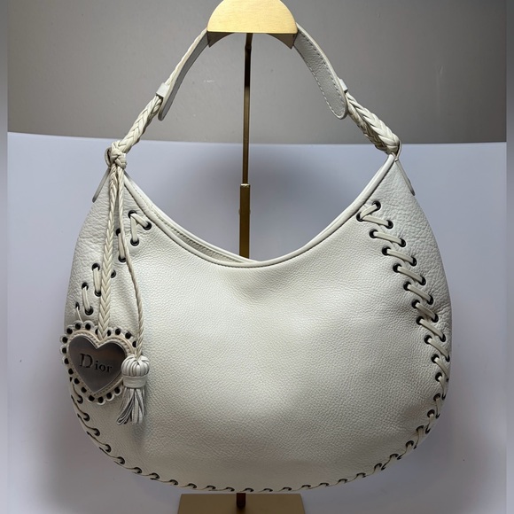 Dior Handbags - SOLD Christian Dior Y2K Cream Leather Hobo Bag with Charm & COA